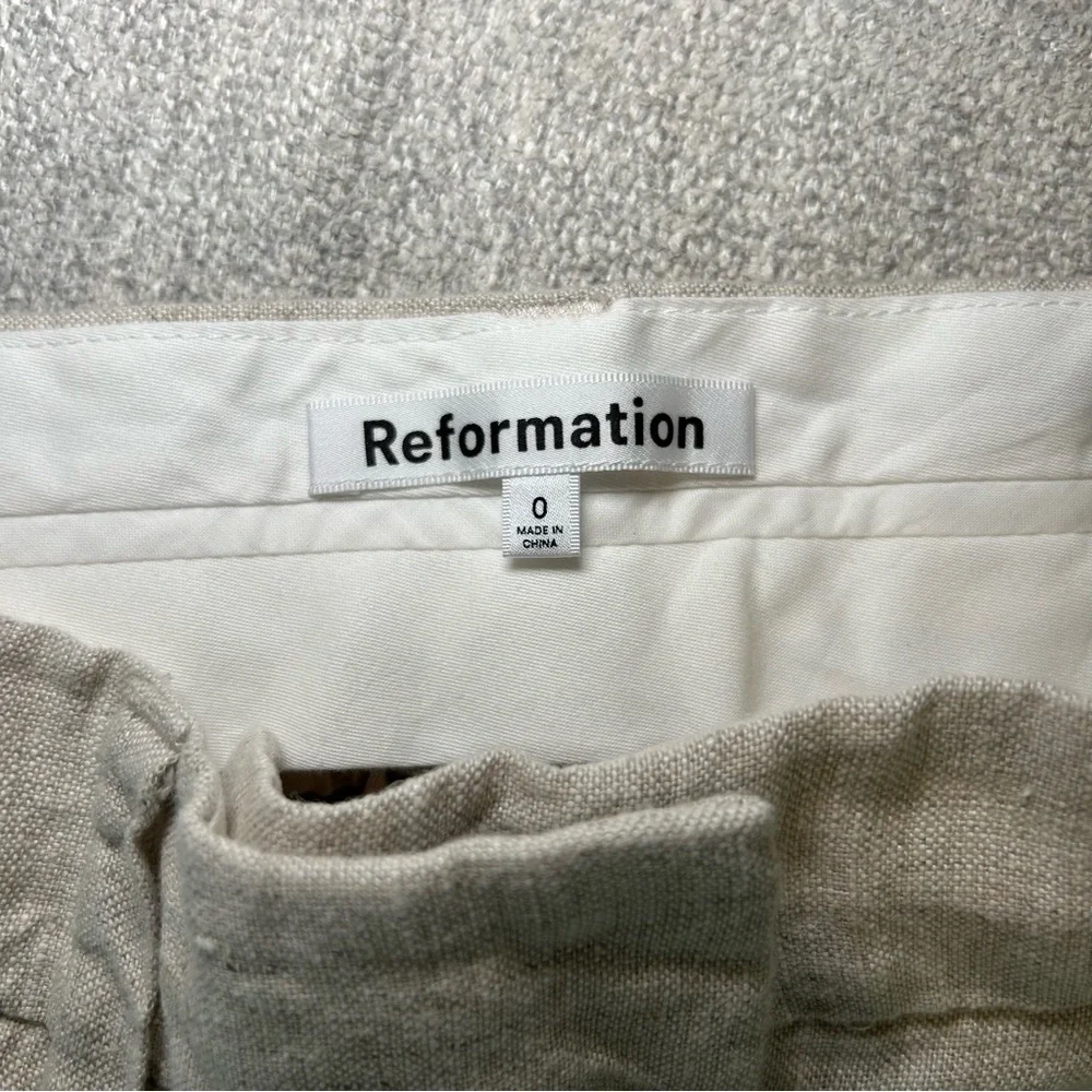 Reformation 100% Linen Pants Oatmeal Size 0